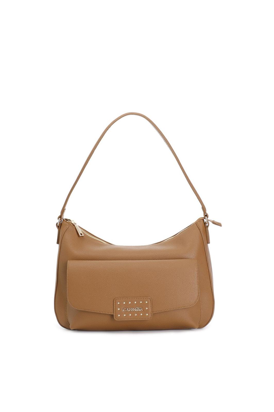 Borsa Cafènoir Hobo in materiale granoso ed effetto suede sul quadrante davanti, dettaglio nodi cuoio WF0712