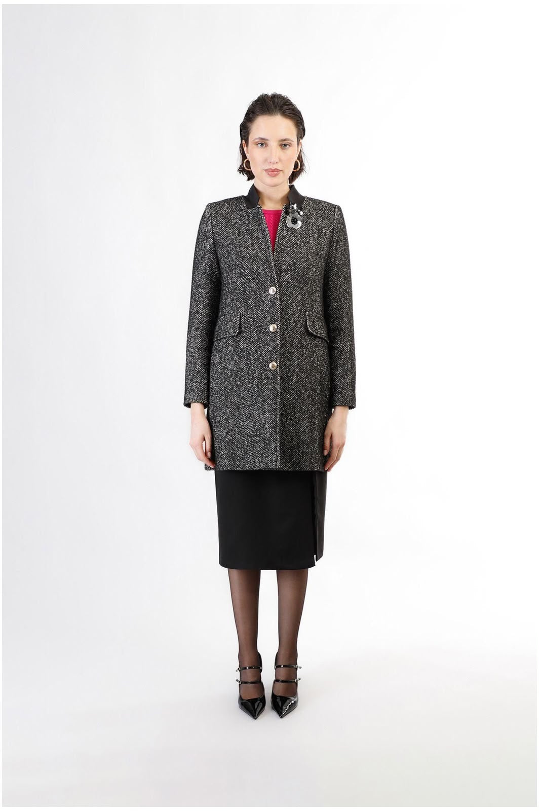Cappotto dritto CafèNoir monopetto spigato JI0087