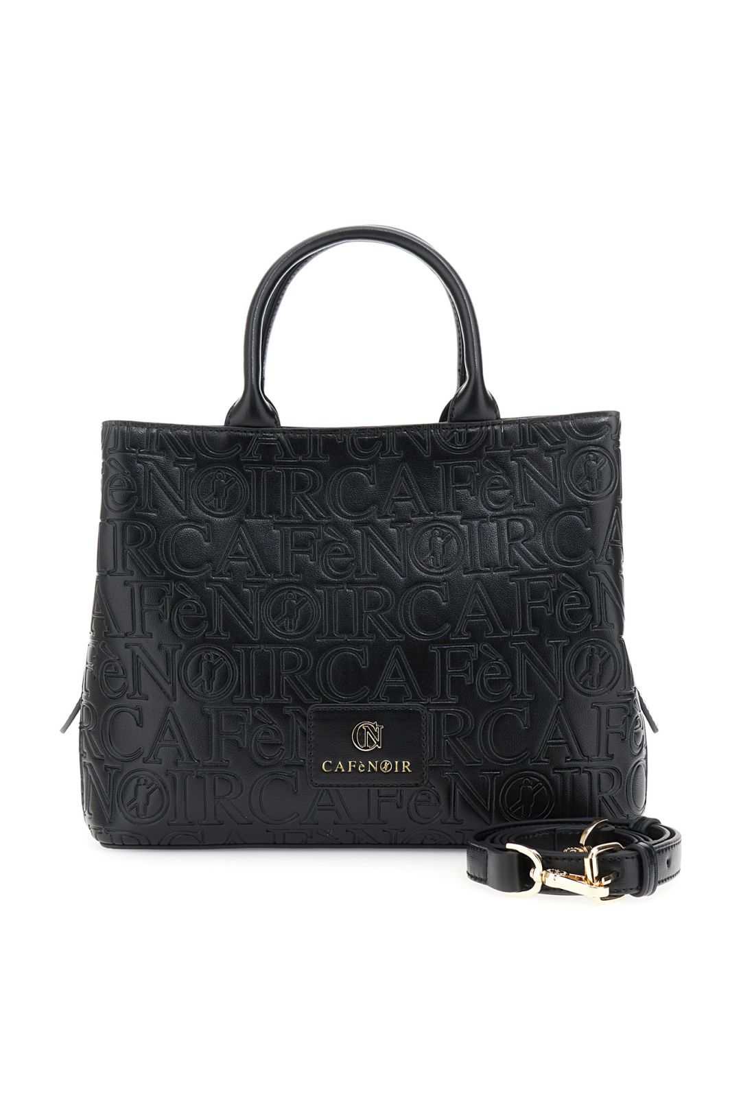 Borsa Cafènoir a mano effetto pelle con embossed all over logato nero YG0917