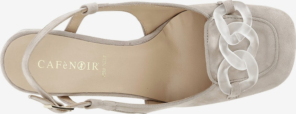 Slingback Cafènoir con tacco e punta squadrata, cinturino regolabile, in camoscio beige EL5050