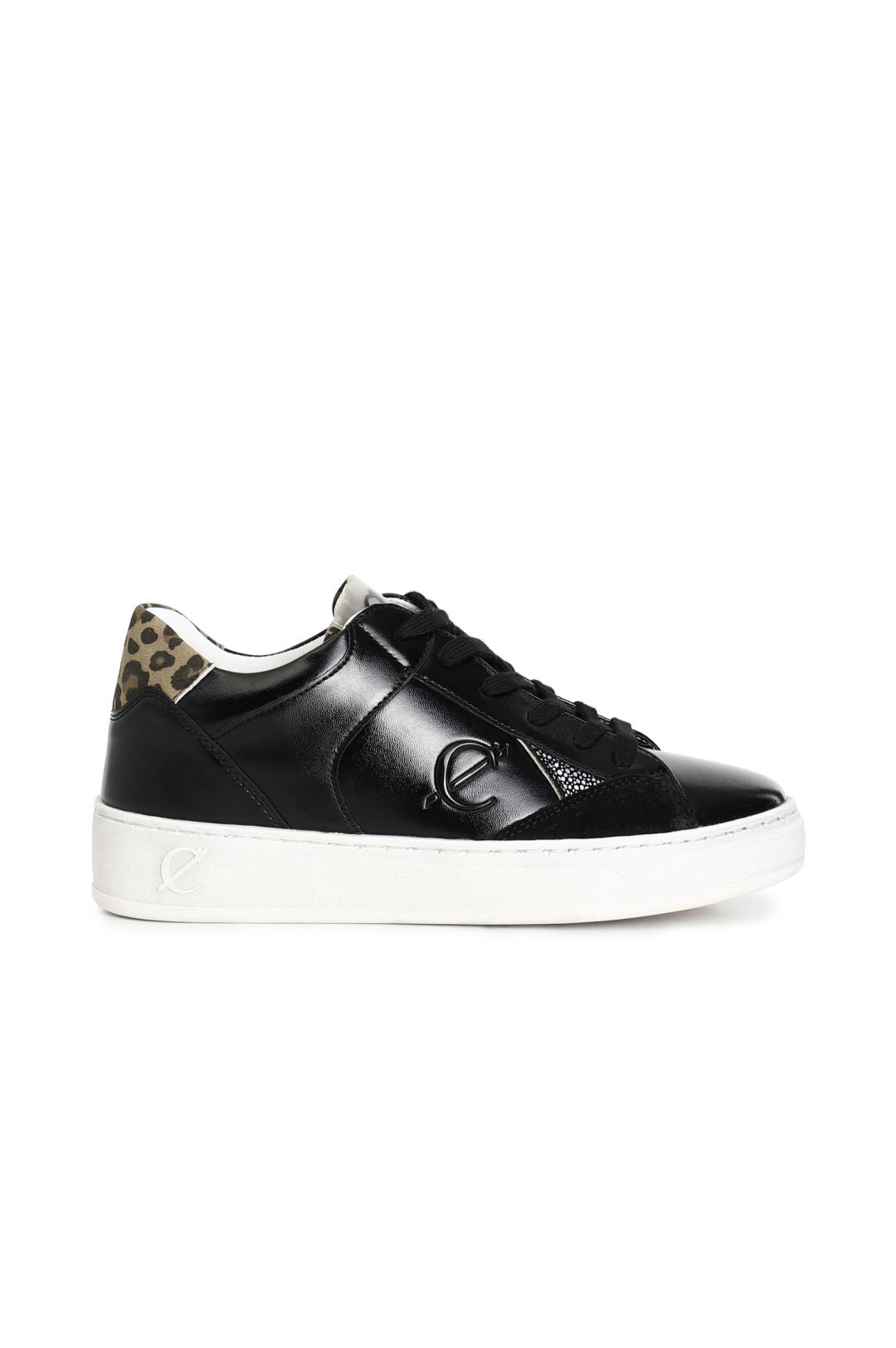 Sneakers cafenoir da donna effetto laminato nero/maculato DA9031