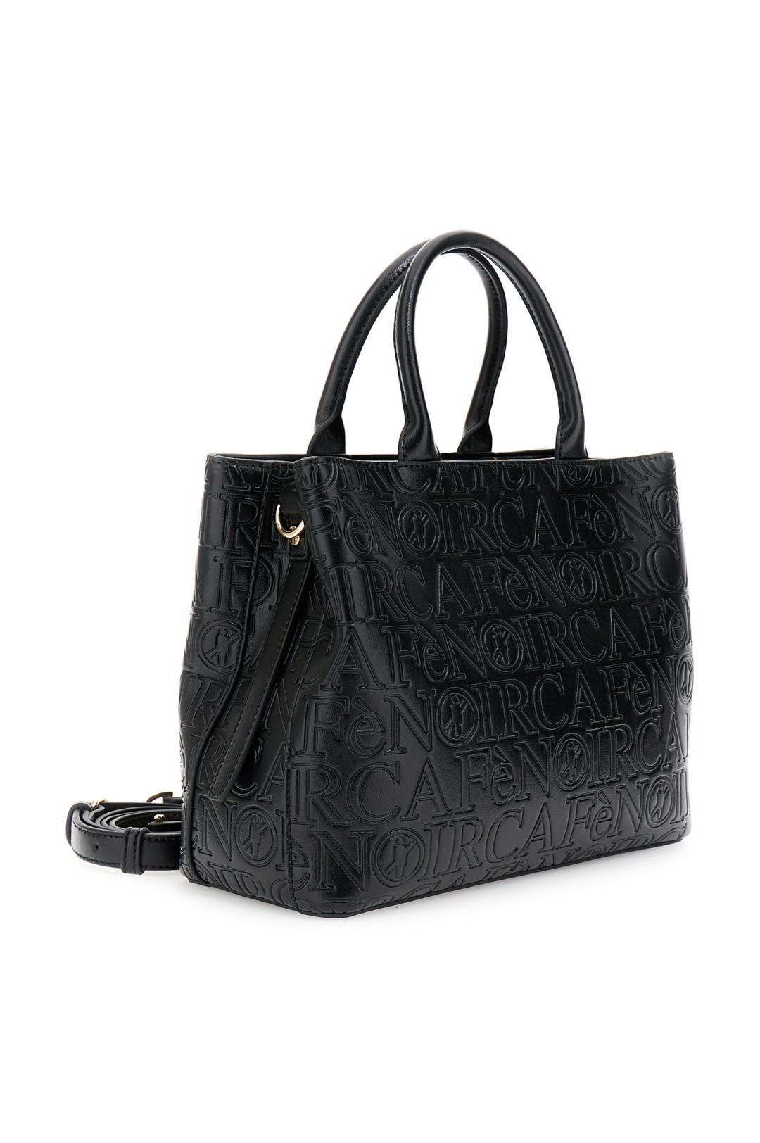 Borsa Cafènoir a mano effetto pelle con embossed all over logato nero YG0917