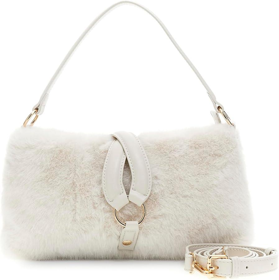 Borsa a spalla donna di CafèNoir in pelliccia sintetica con anello JB0020