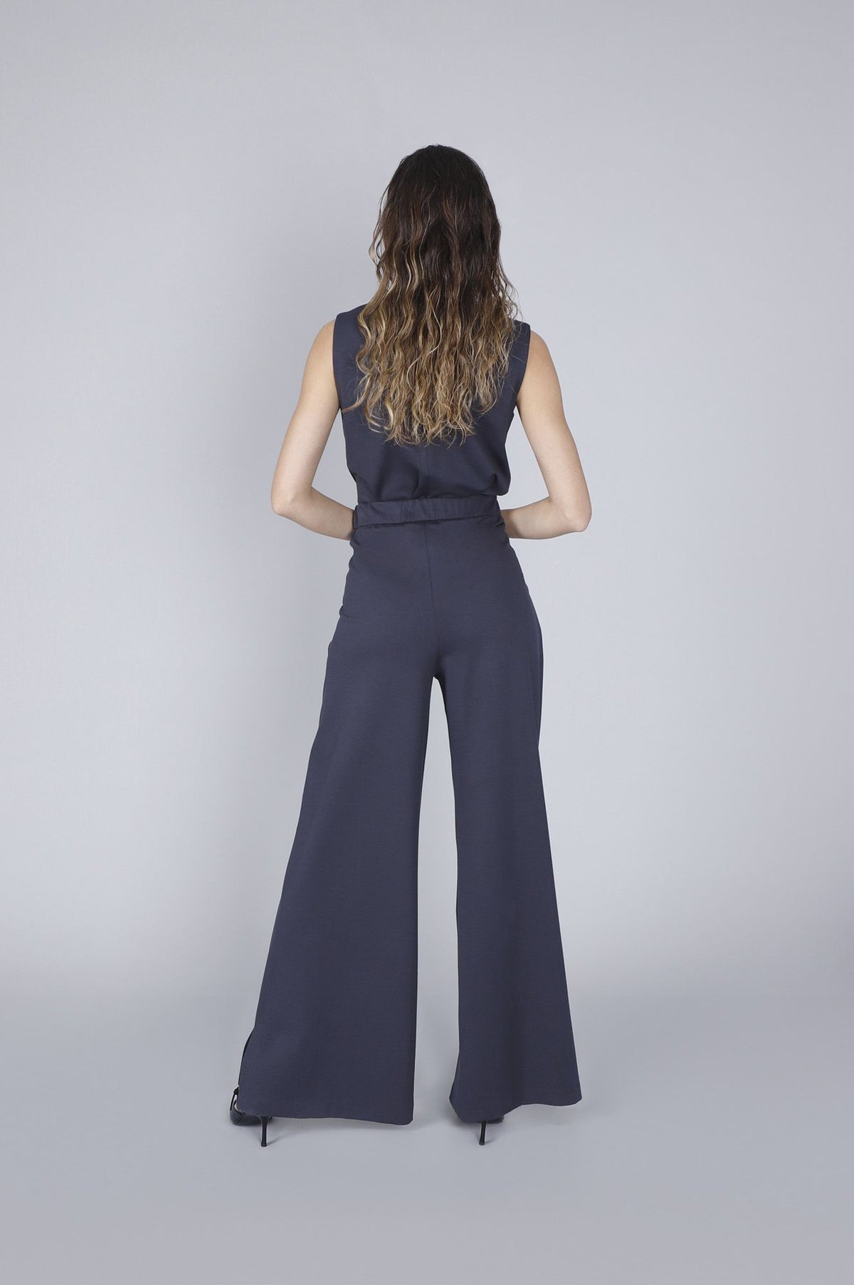 Pantaloni Cafènoir palazzo tessuto elasticizzato antracite GP0269