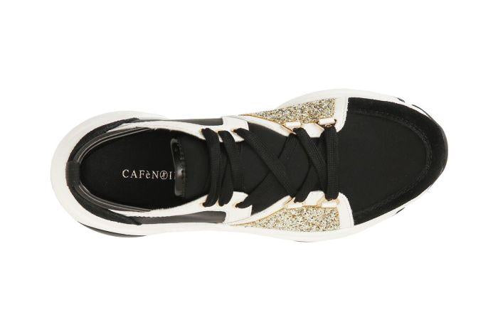 Sneakers running Cafènoir in pelle scamosciata e tessuto glitterato XD0113