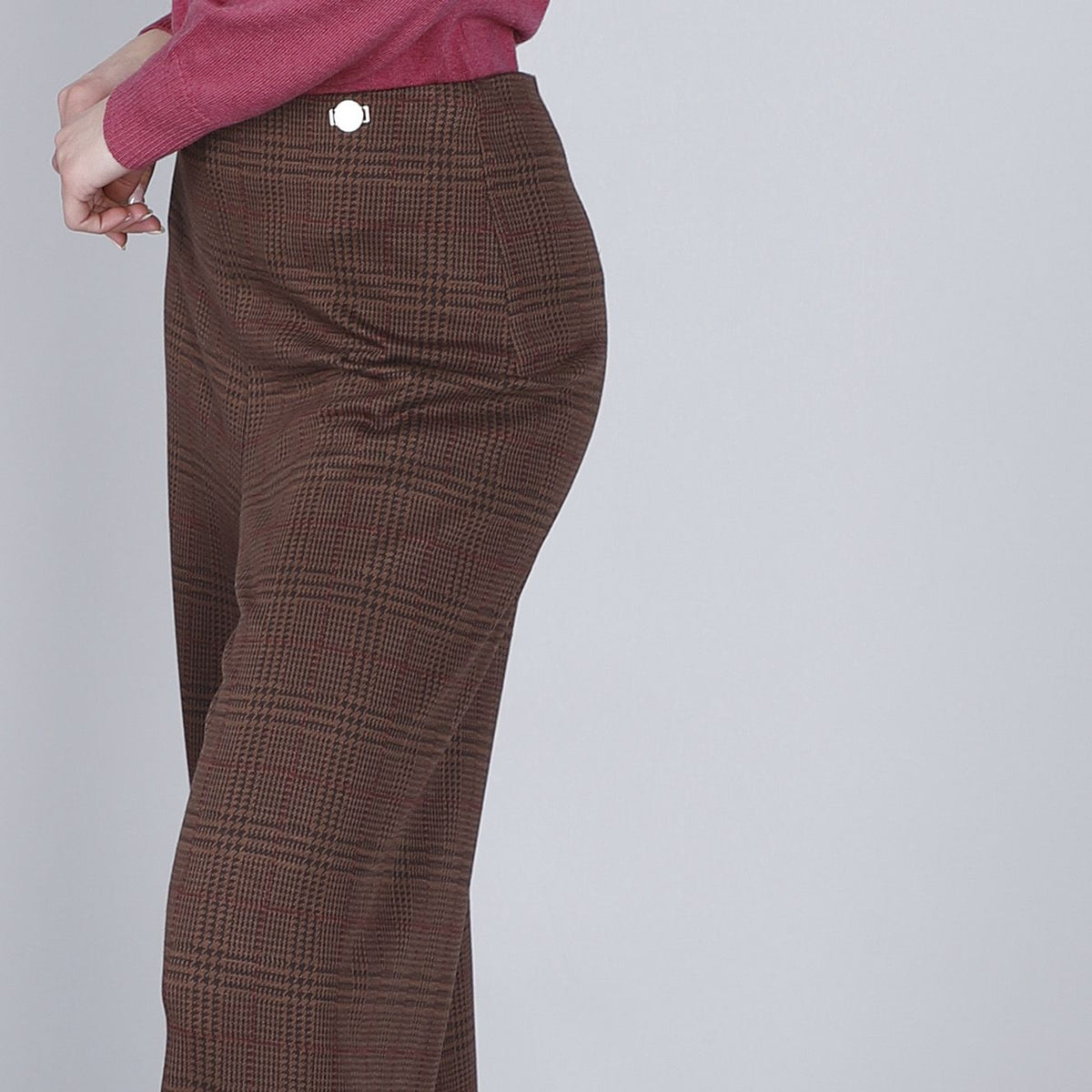 Pantaloni Cafènoir palazzo tessuto jacquard check cioccolato JP0275