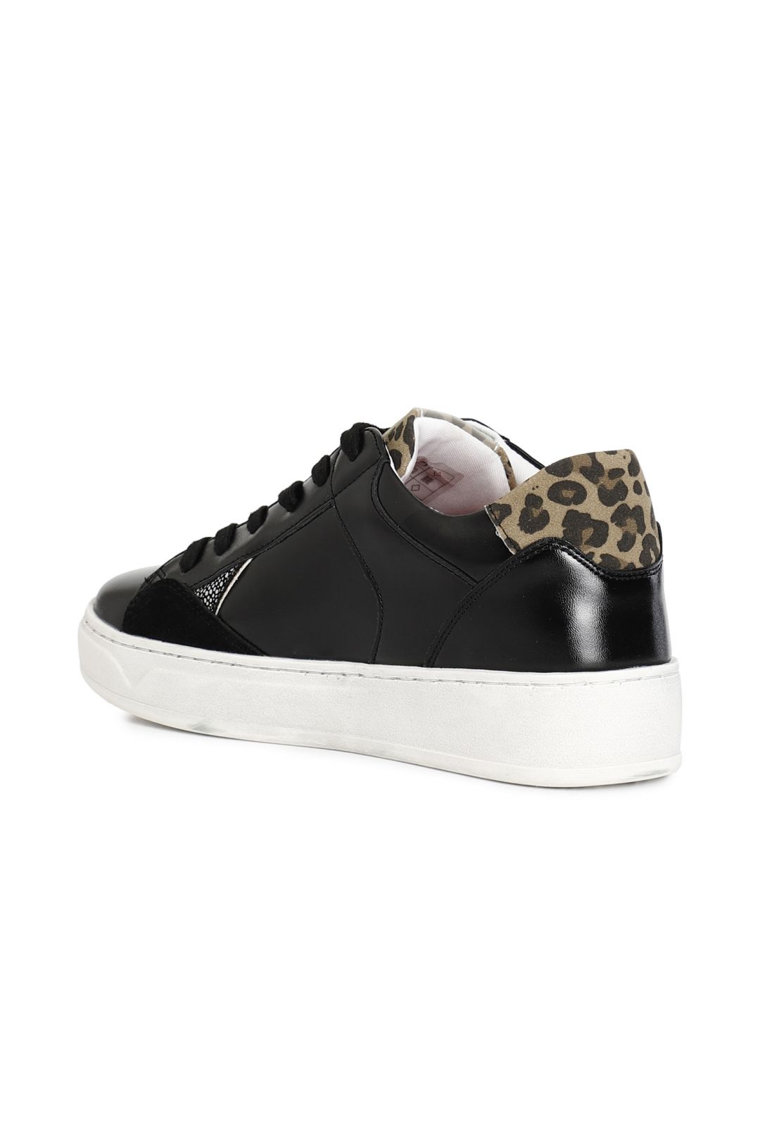 Sneakers cafenoir da donna effetto laminato nero/maculato DA9031