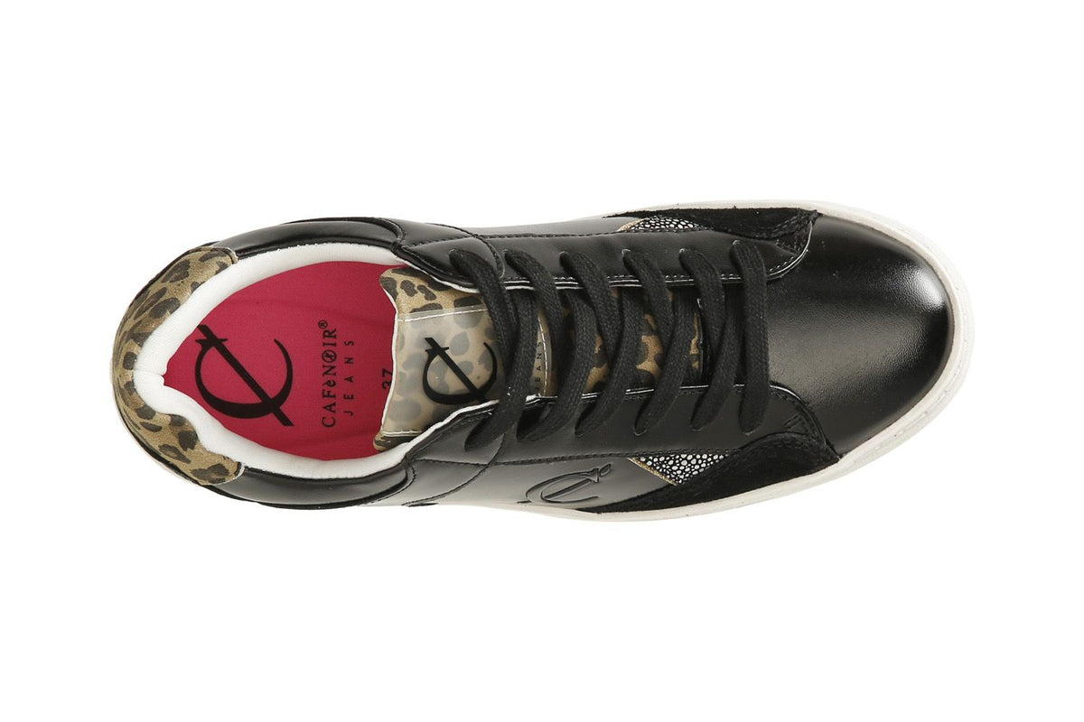 Sneakers cafenoir da donna effetto laminato nero/maculato DA9031
