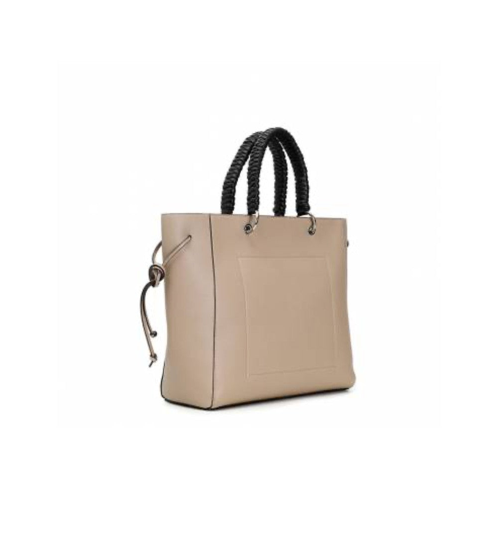 Borsa CafèNoir Shopper 2 Manici Intrecciati Logo Ricamato Beige YF0201