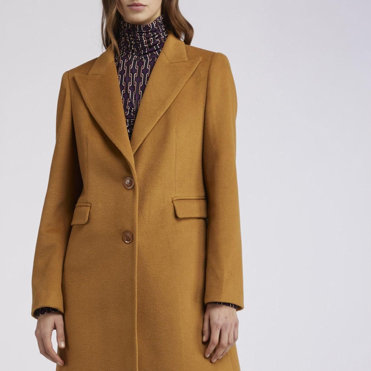 Cappotto CafeNoir monopetto cognac JI0056