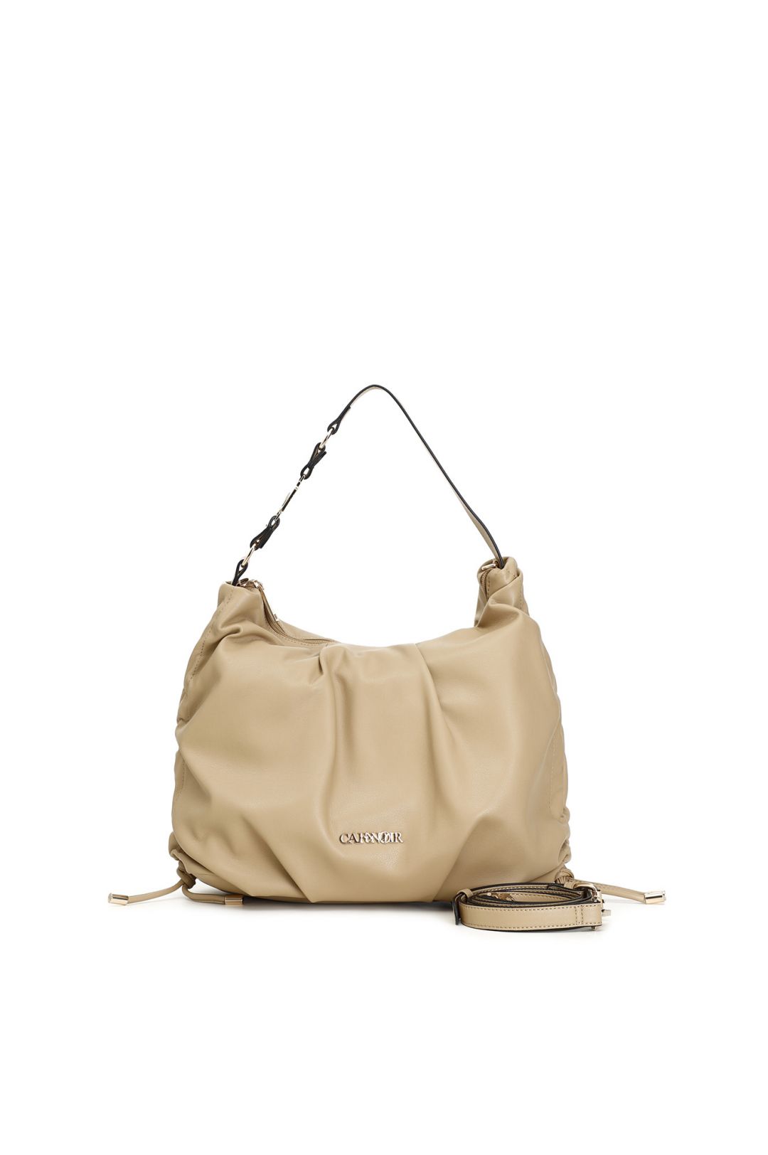 Borsa cafenoir Sacca morbida con coulisse laterali e accessorio cafènoir beige WD0402