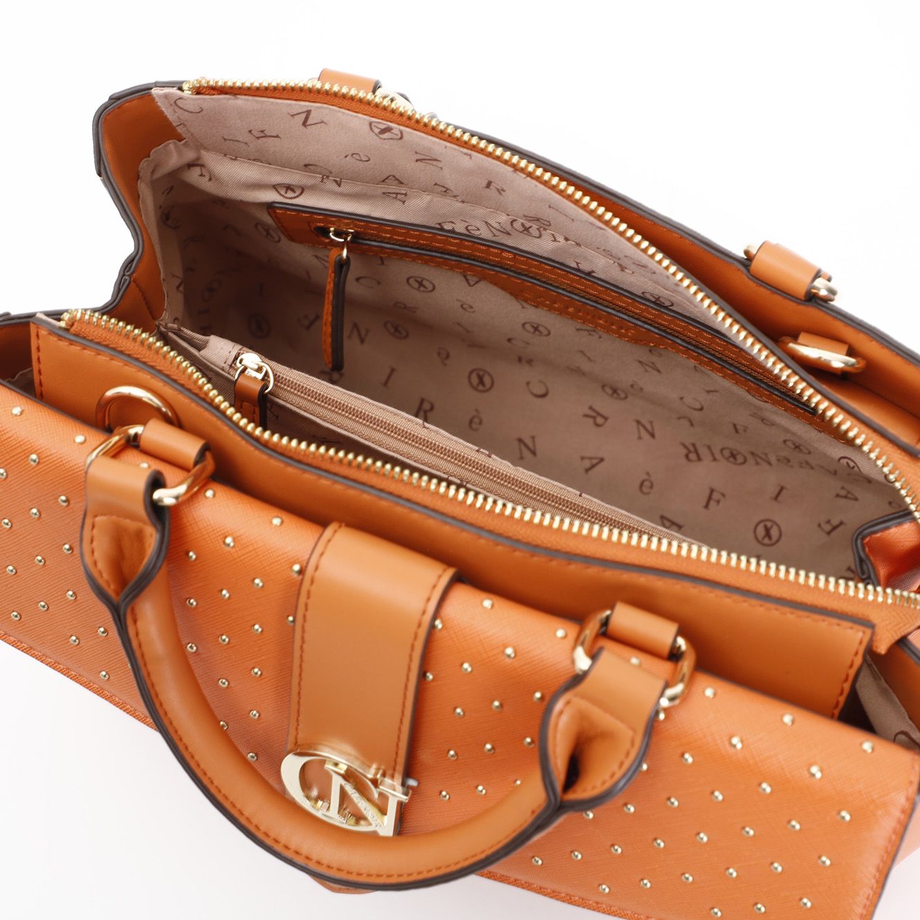 Borsa Bauletto Cafènoir rigido in saffiano con microborchie e charm cafènoir mango