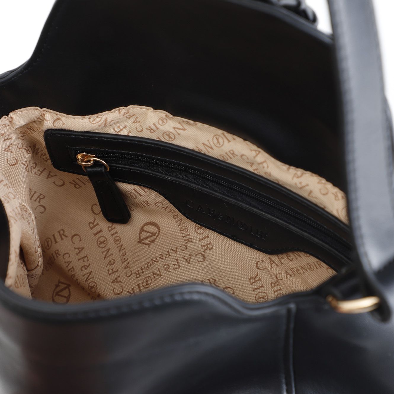Borsa Cafènoir Tracolla con pattina con motivo di infilatura con fibbia nero WE0812