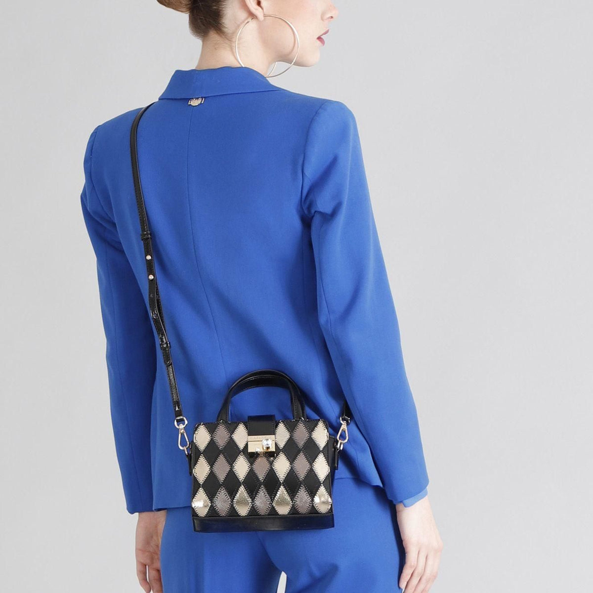 Cafènoir NF0503 Minibag rombi patchwork e accessorio con strass