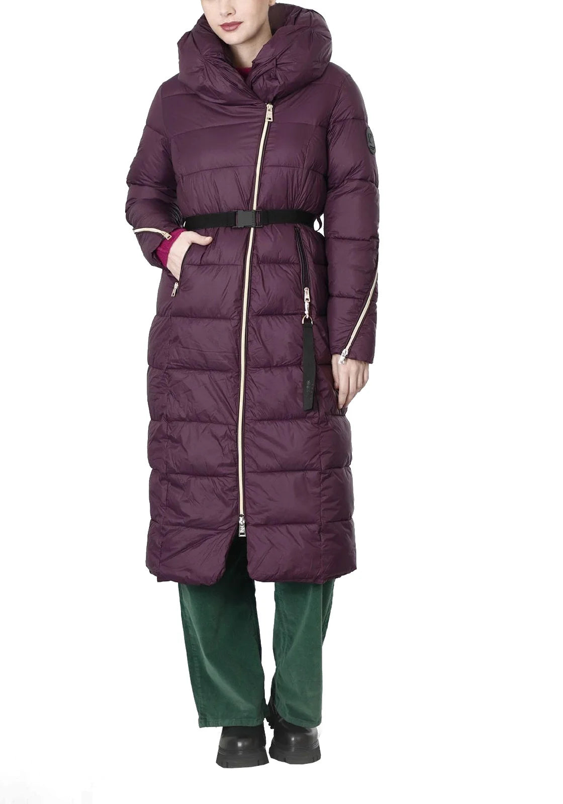 Piumino con cintura elastica e collo avvolgente Amarena JN0047