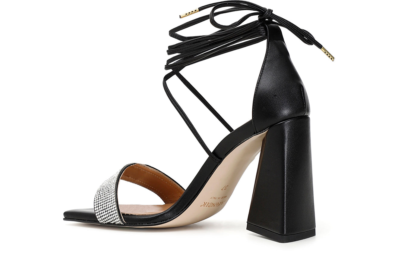 Cafènoir NA9170 Sandali schiava con fascia strass e tacco scultura