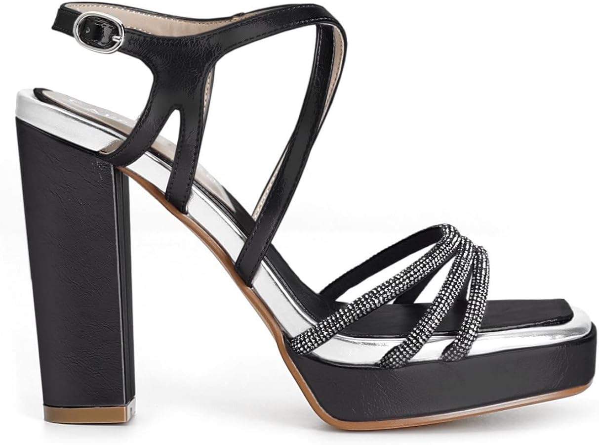 CafèNoir Sandalo Elegante Platform con Cinturini Microstrass MD9003