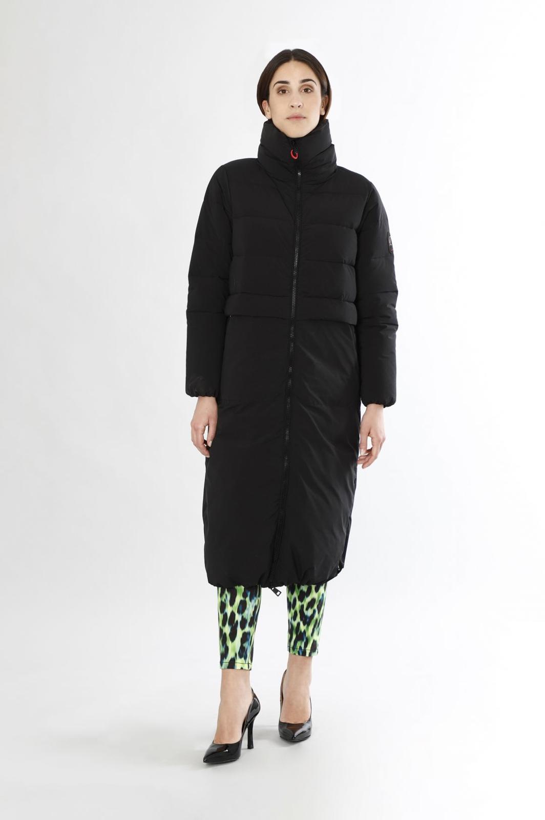 Piumino lungo con zip laterali e ampio collo JN0035