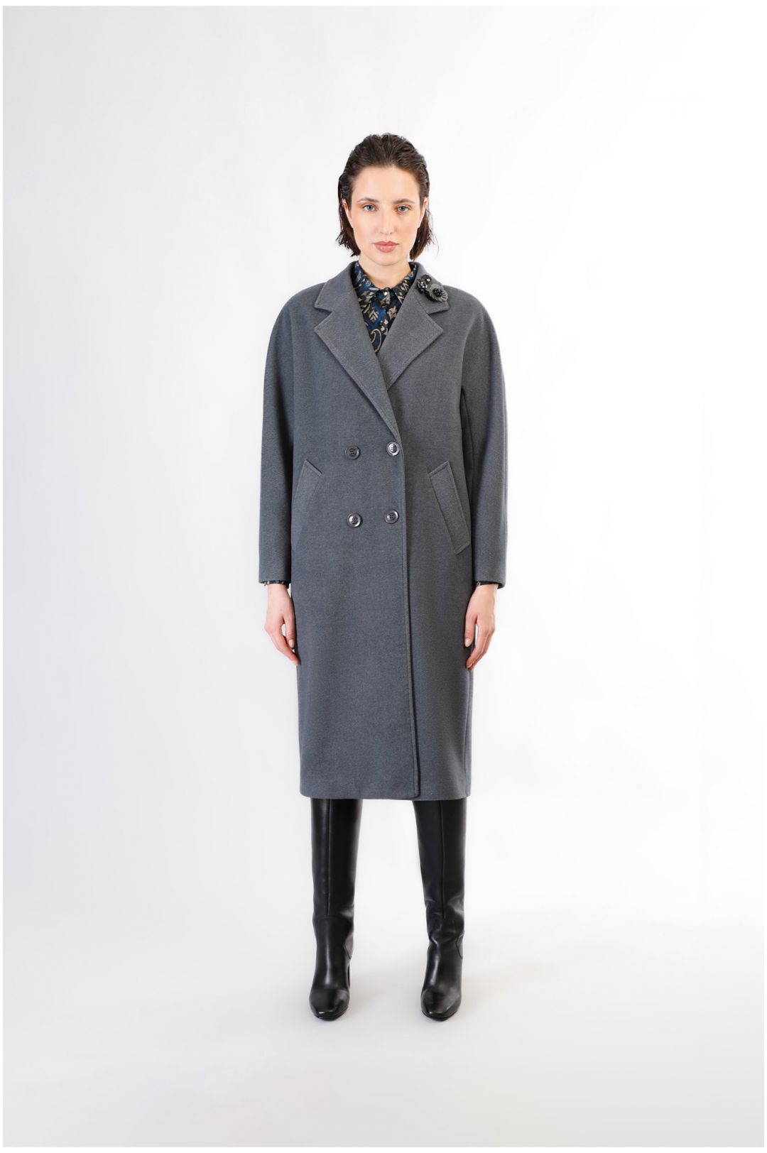 Cappotto donna CafèNoir doppiopetto manica kimono JI0081