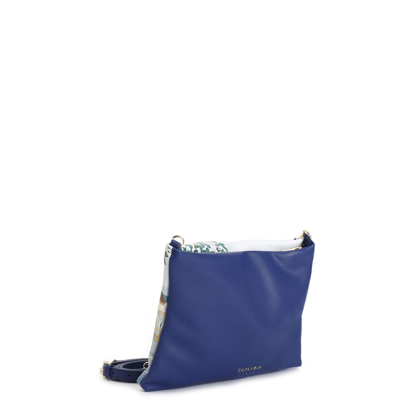 Borsa Cafènoir Pochette con stampa, manigliotto e tracolla removibile blu JB0013