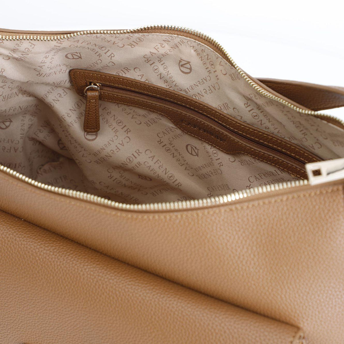 Borsa Cafènoir Hobo in materiale granoso ed effetto suede sul quadrante davanti, dettaglio nodi cuoio WF0712