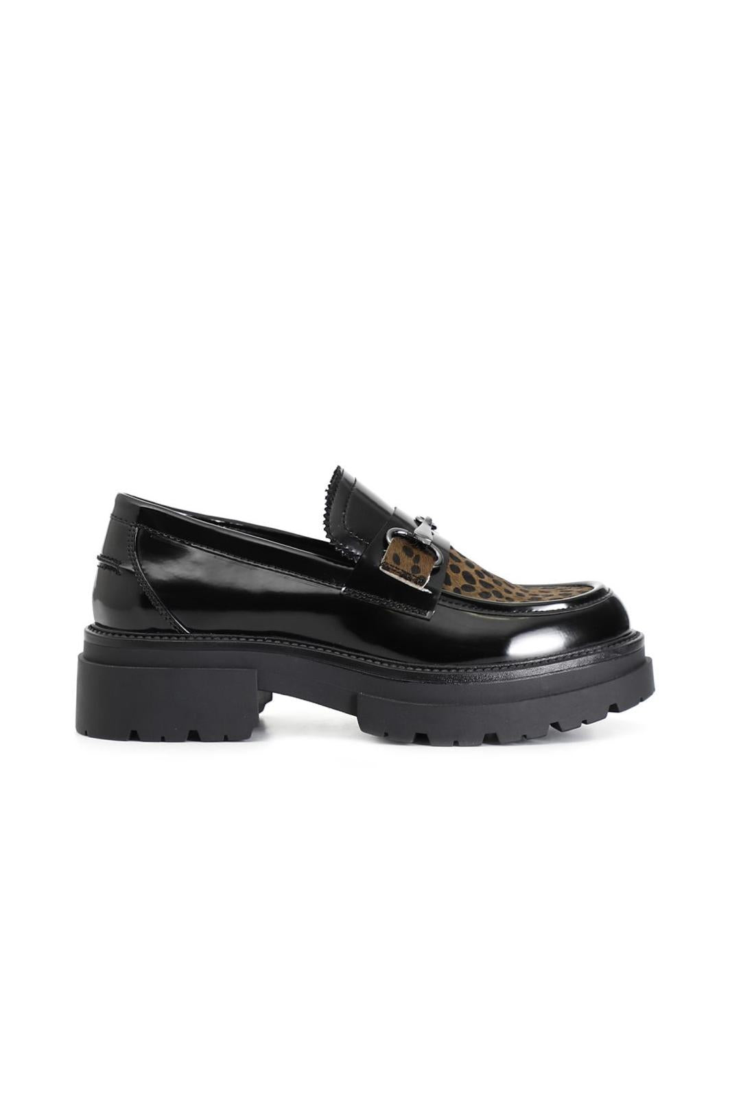 Mocassino Cafènoir in similpelle con cavallino nero EC9420