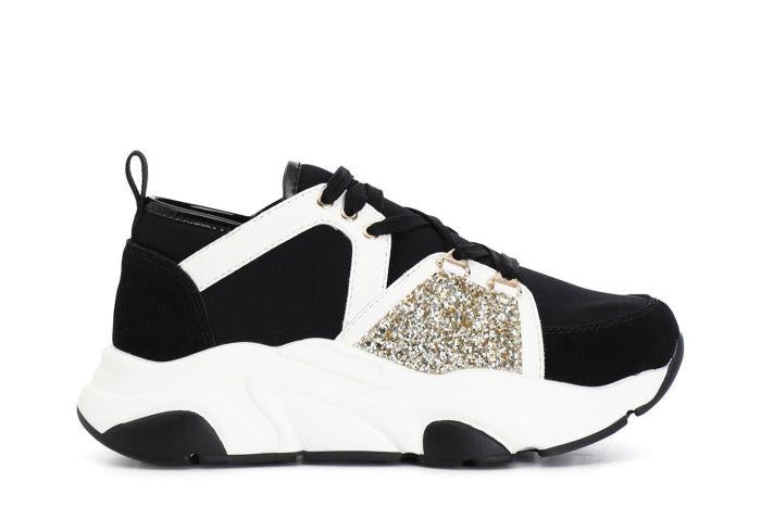 Sneakers running Cafènoir in pelle scamosciata e tessuto glitterato XD0113