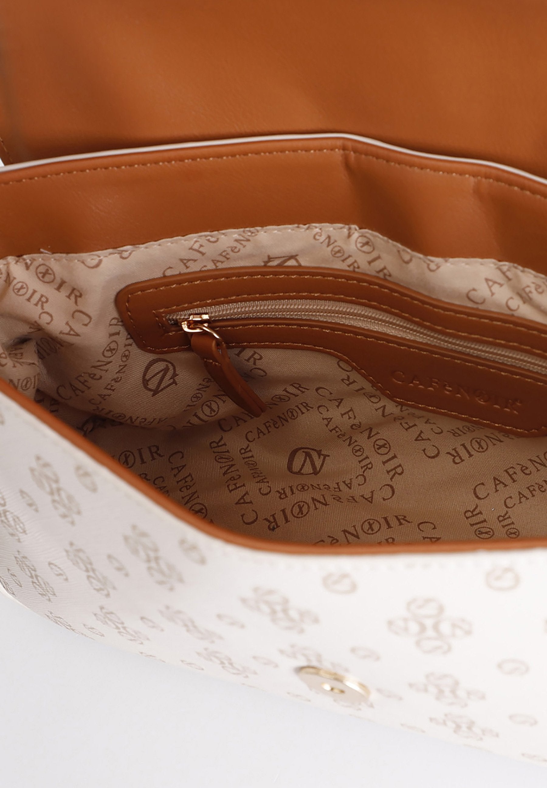 Borsa Cafènoir a spalla con pattina monogram, rifiniture a contrasto e logo cuoio NF0816