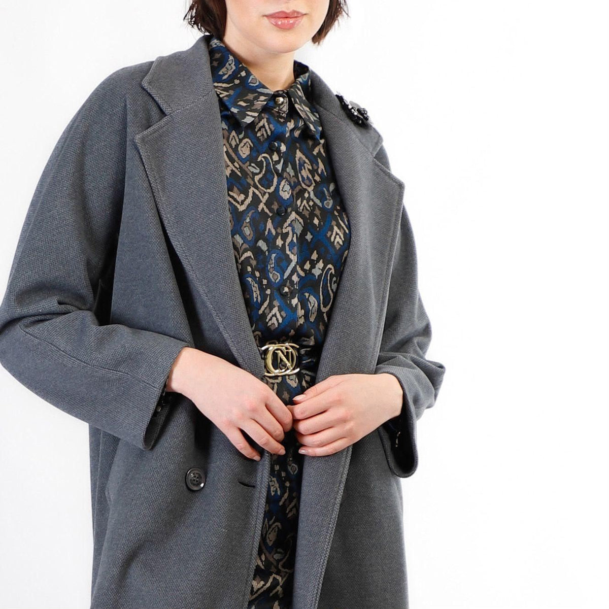 Cappotto donna CafèNoir doppiopetto manica kimono JI0081
