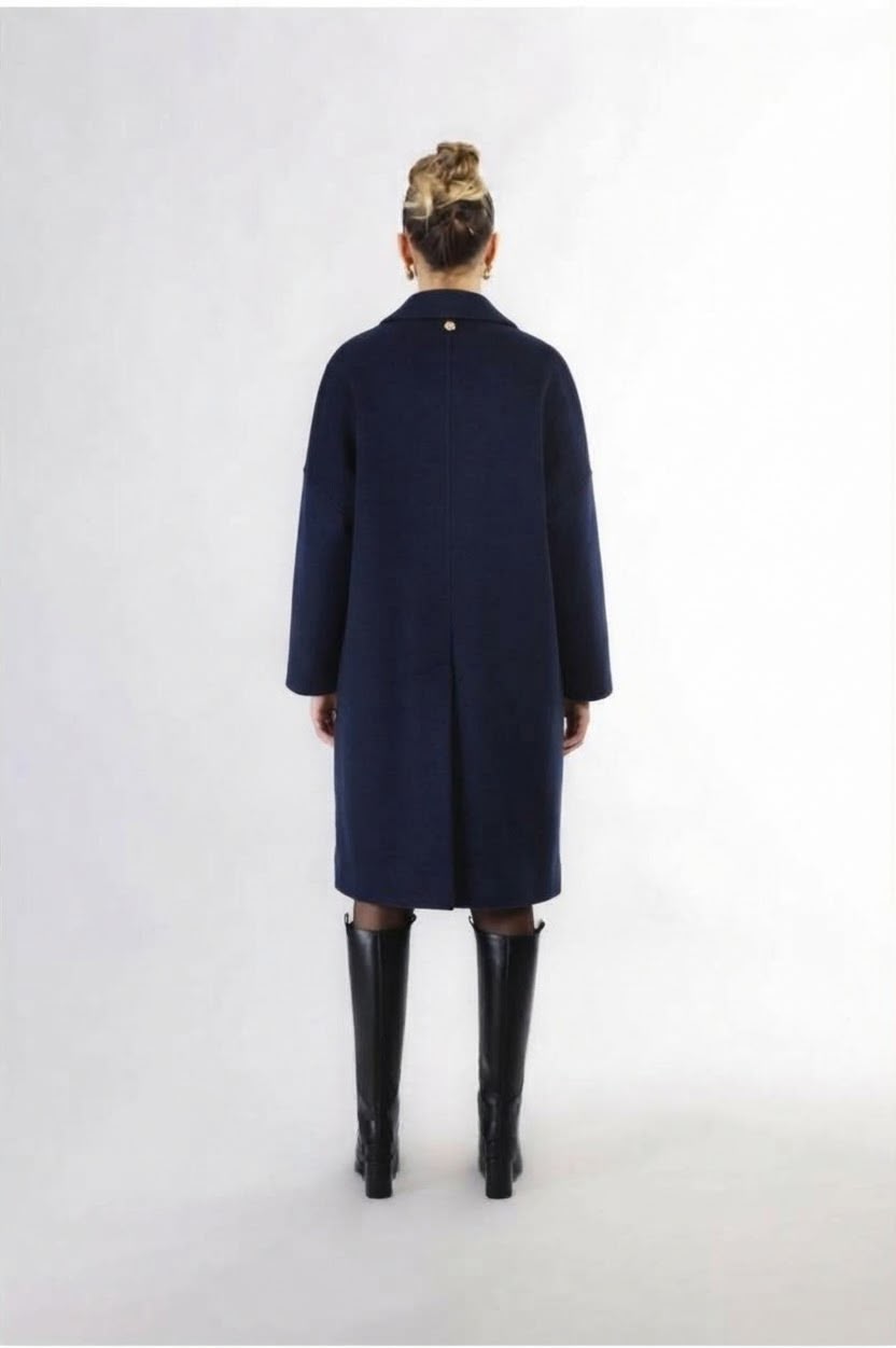 Cappotto donna monopetto CafèNoir con tasche a toppa JI0082