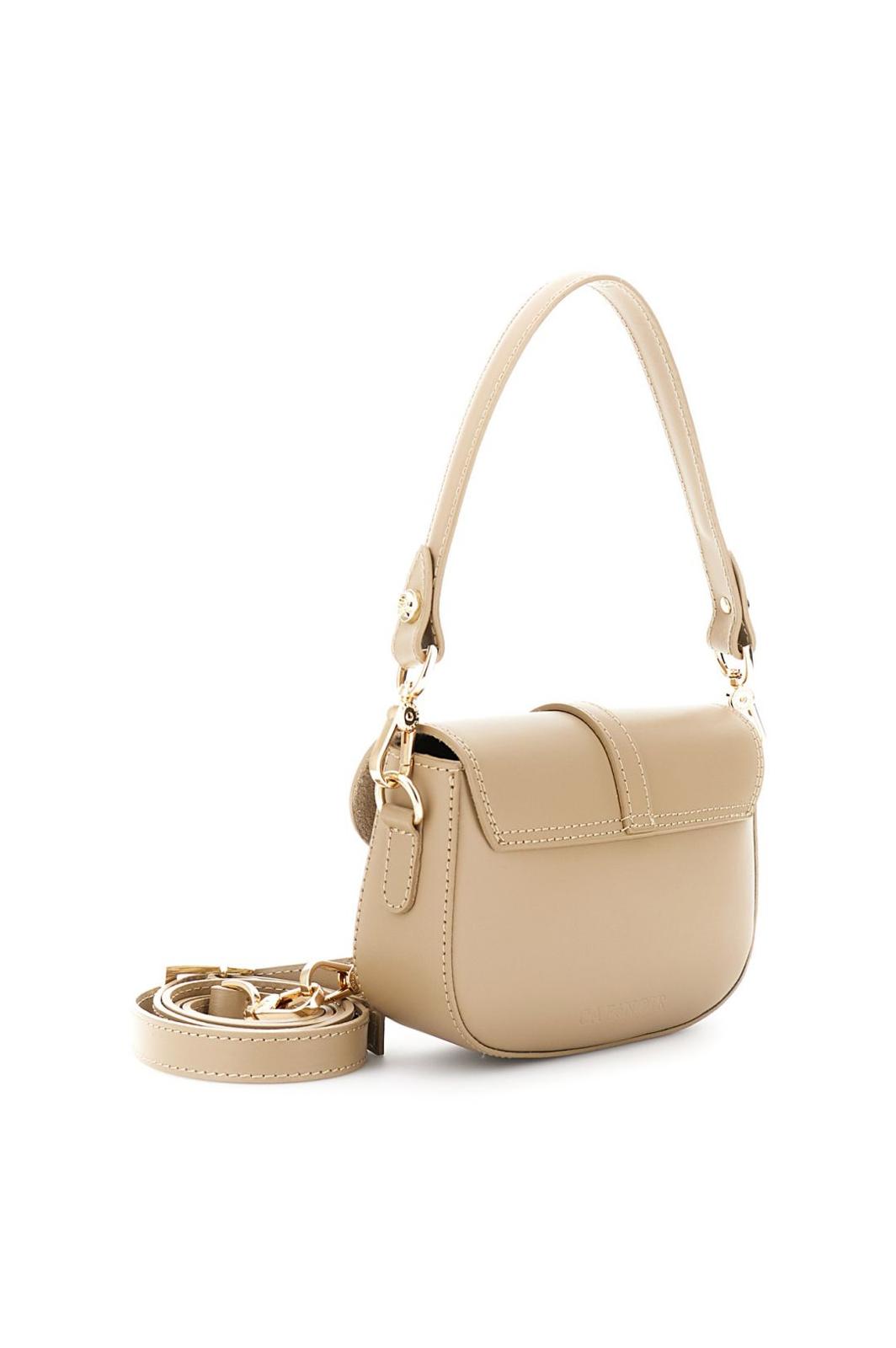 Borsa Cafènoir Pattina in pelle con tracolla corta, passante con rivetto smaltato e fibbia taupe OP1020