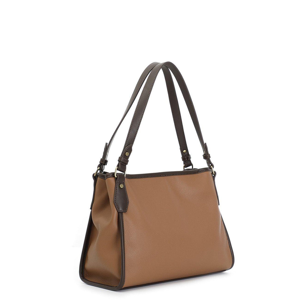 Borsa shopping CafèNoir con bordature a contrasto, tag con logo CF in metallo WG0715