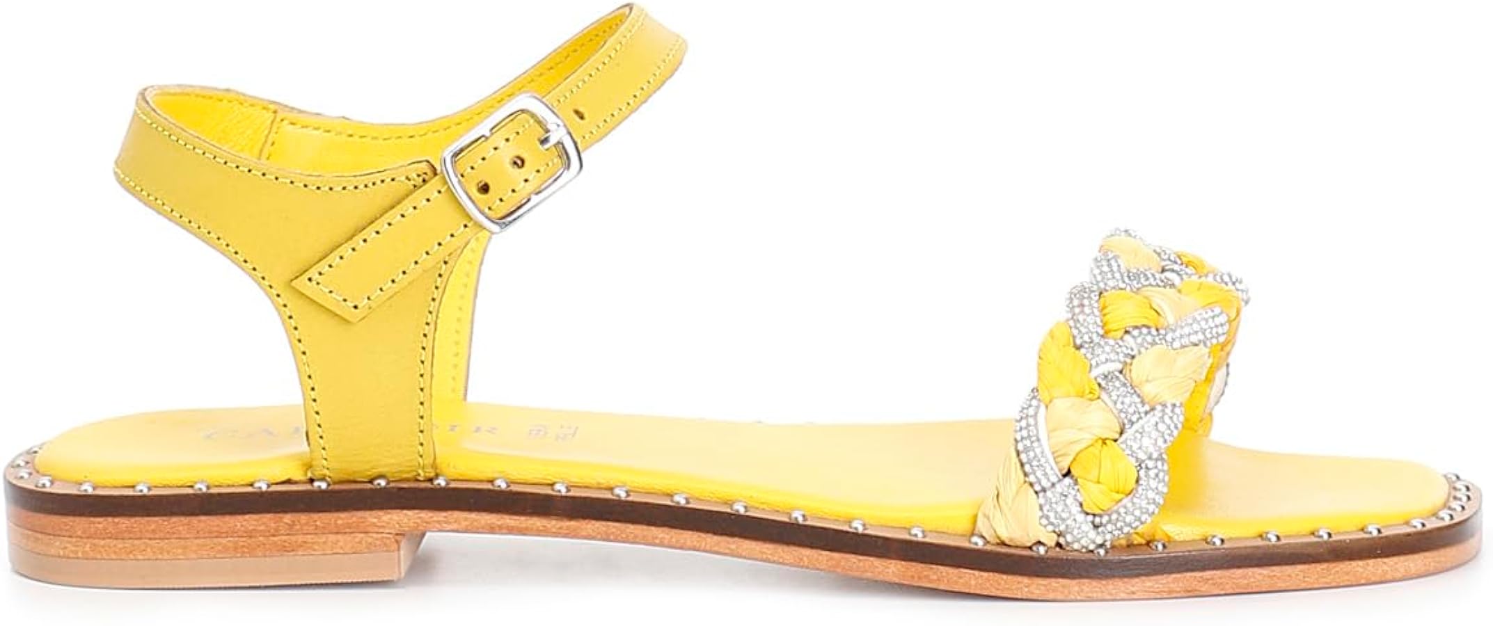 Sandalo Fascia Strass E Raffia Intrecciata GE9160