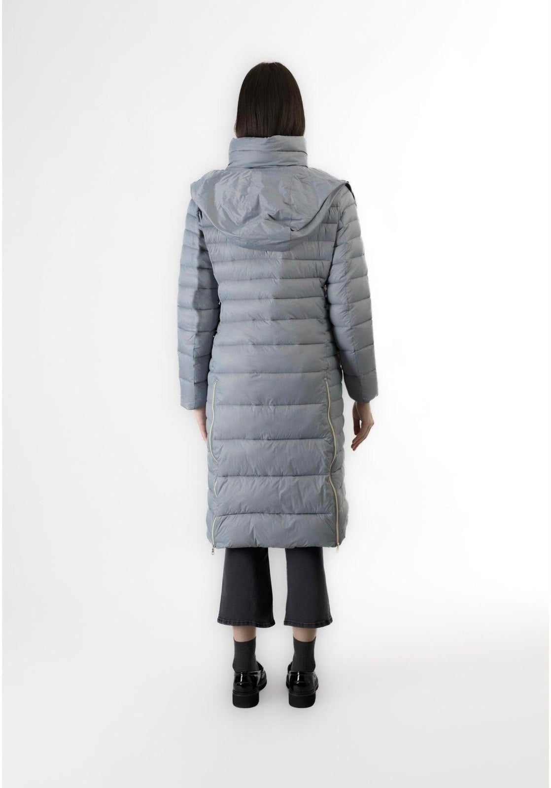 Piumino donna lungo CafèNoir con collo avvolgente JN0086