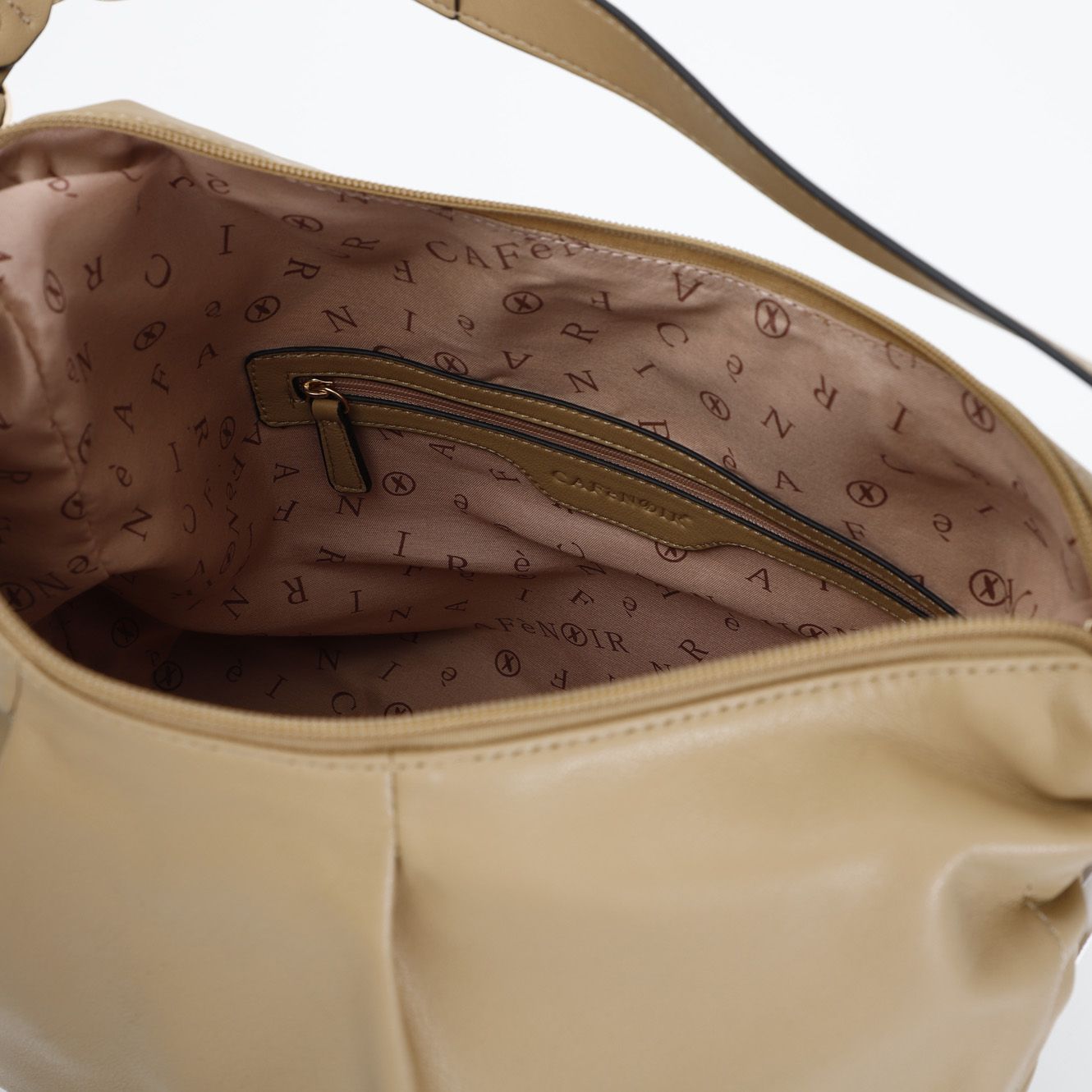 Borsa cafenoir Sacca morbida con coulisse laterali e accessorio cafènoir beige WD0402