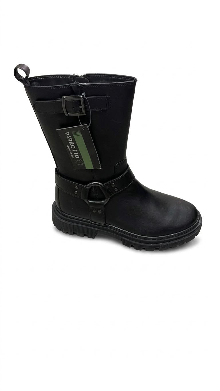 Anfibio parrotto in pelle con zip laterale