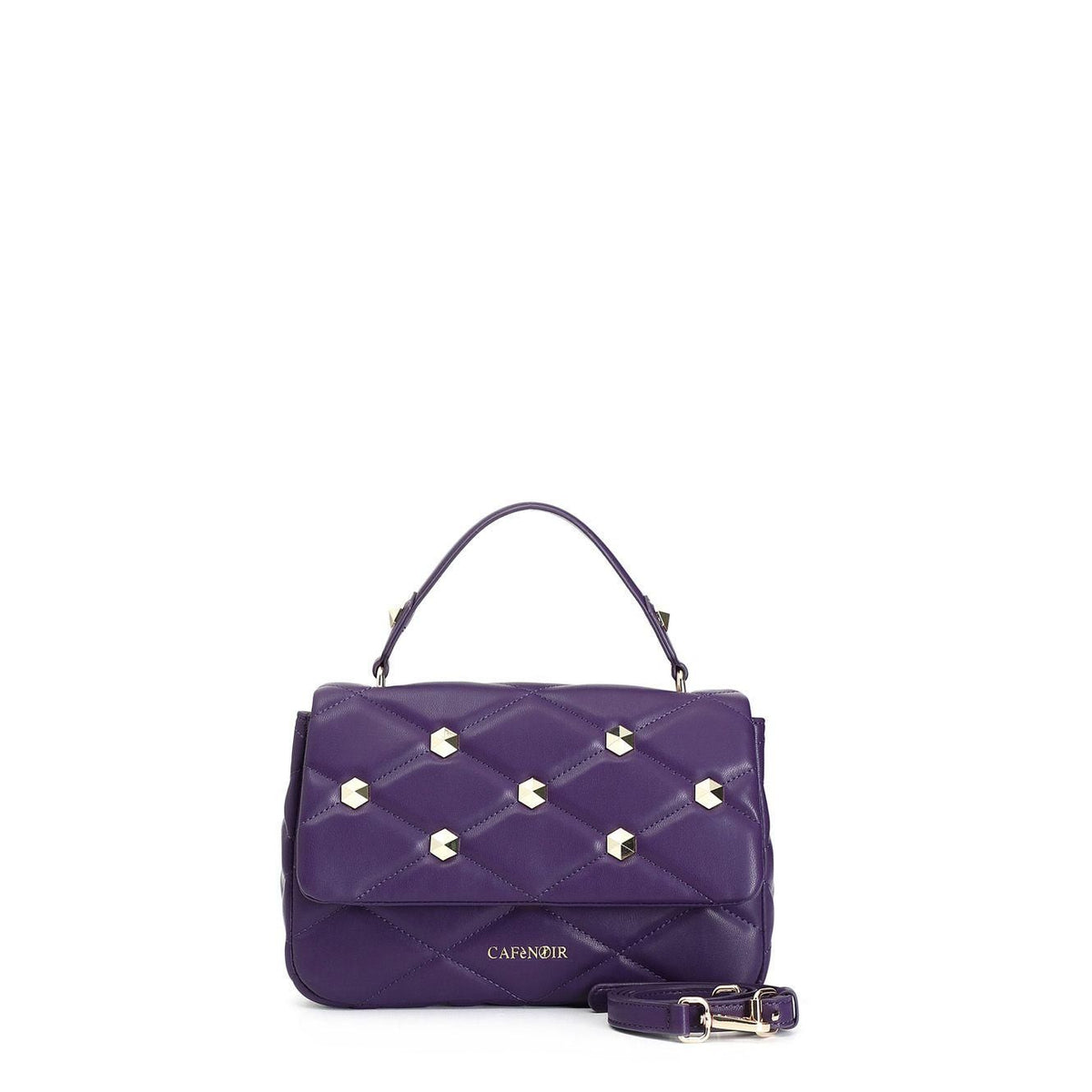 Cafènoir BA0502 Borsa media con pattina trapuntata con borchie esagonali