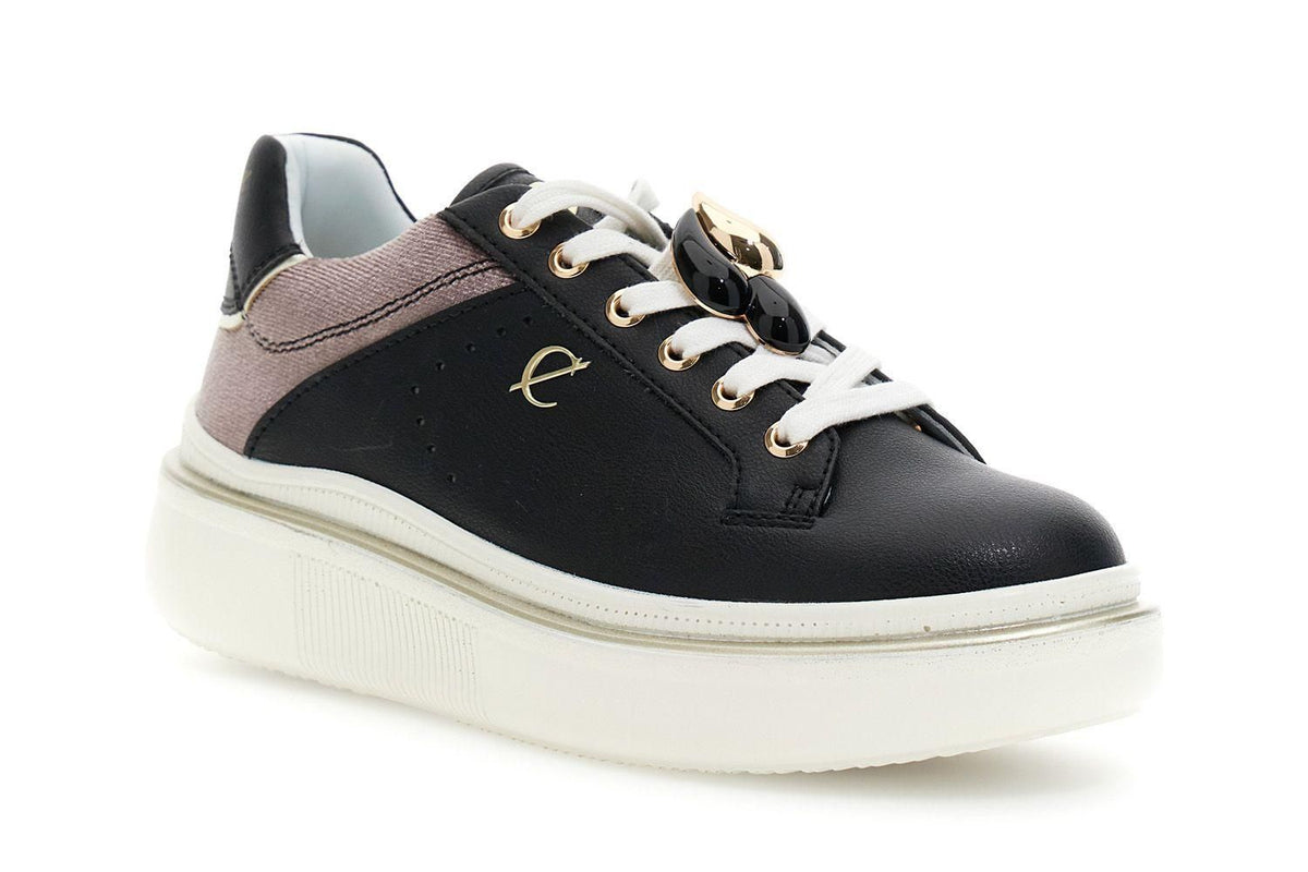 Sneakers allacciata in pelle di CafèNoir rivestita con inserto in velluto DS1005