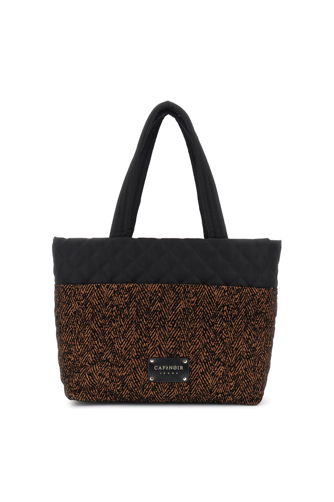 Shopping bag di CafèNoir trapuntata in nylon con stampa floccato JB0017