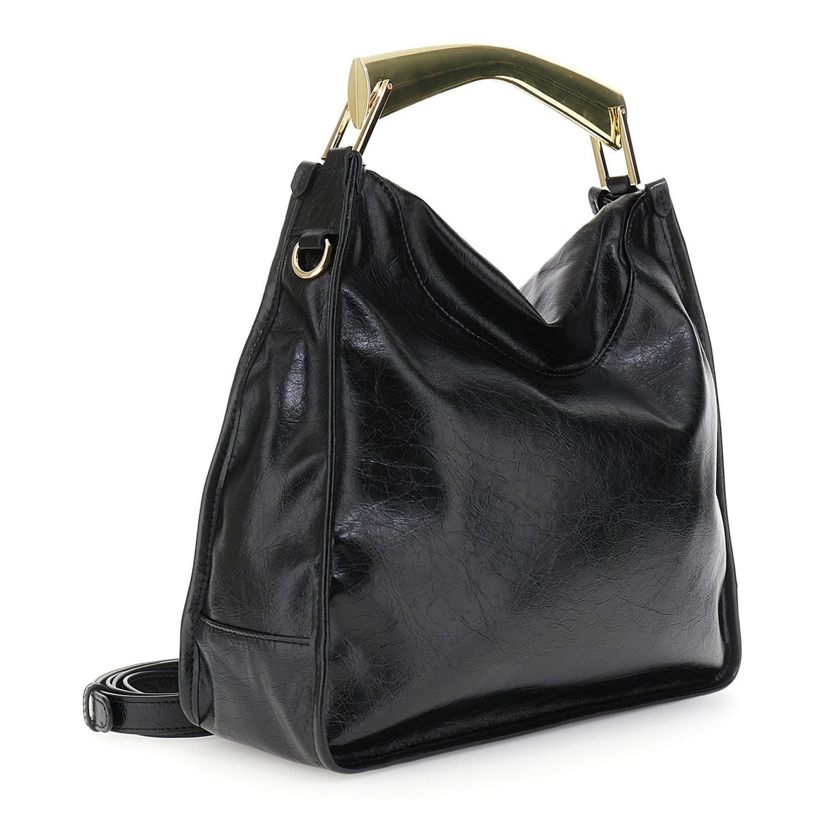 Borsa donna di CafèNoir con effetto pelle lucida e manico metallico YF0910