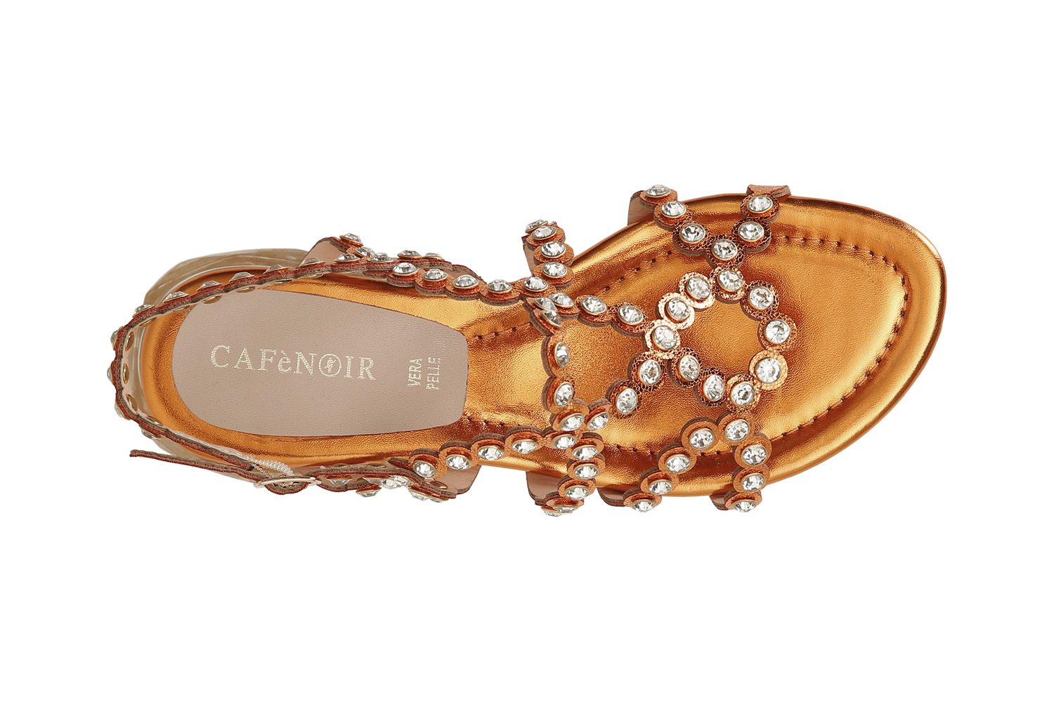 Sandali cafenoir con multilistini e strass arancio GD9001