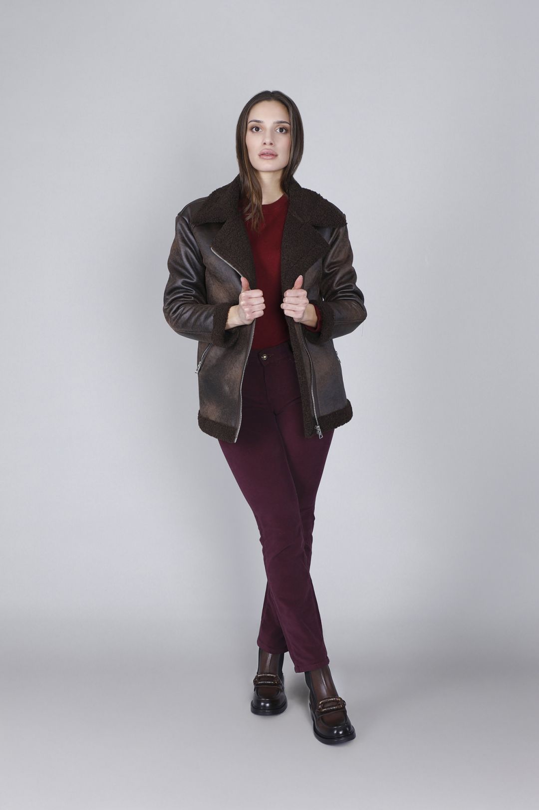 Giaccone over Cafènoir tipo shearling fondente JG0038