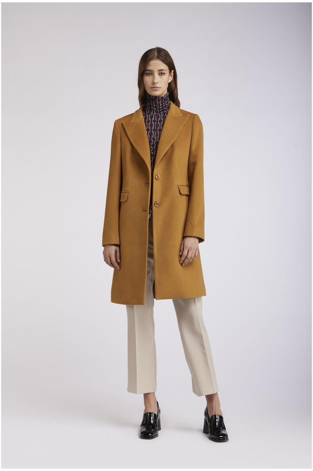 Cappotto CafeNoir monopetto cognac JI0056