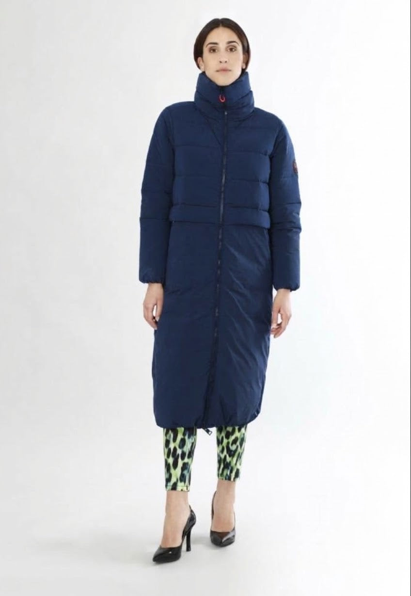 Piumino lungo con zip laterali e ampio collo JN0035
