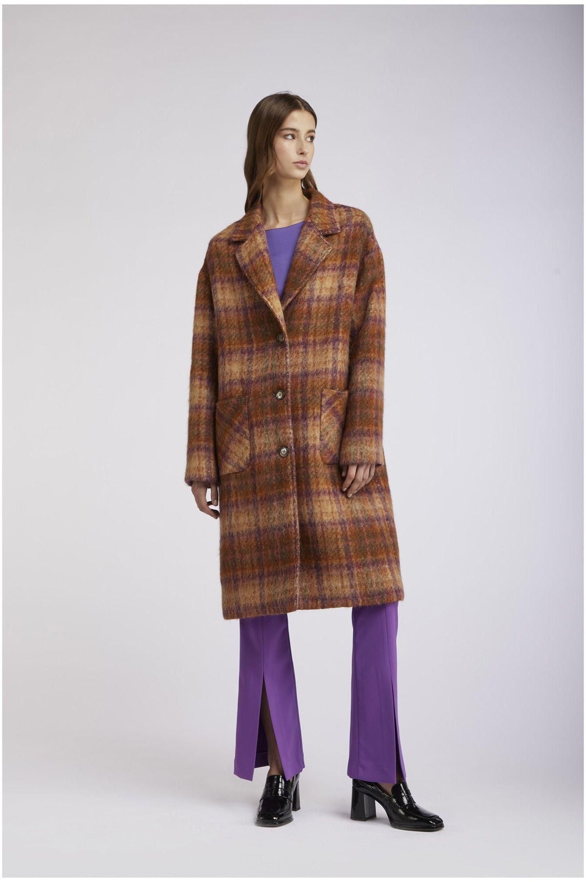 Cafènoir JI0061 Cappotto monopetto tessuto a quadri