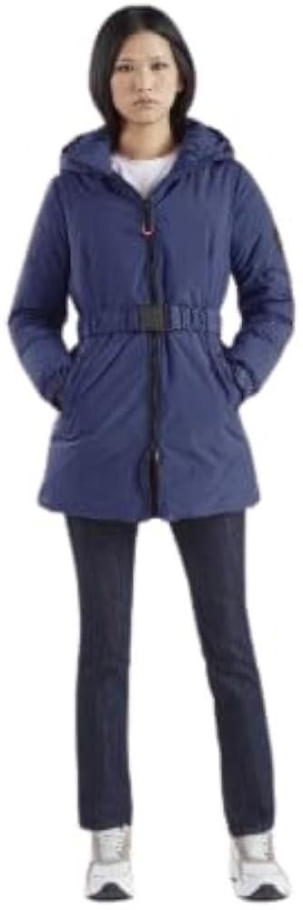 Piumino con cappuccio e cintura elastica JN0025