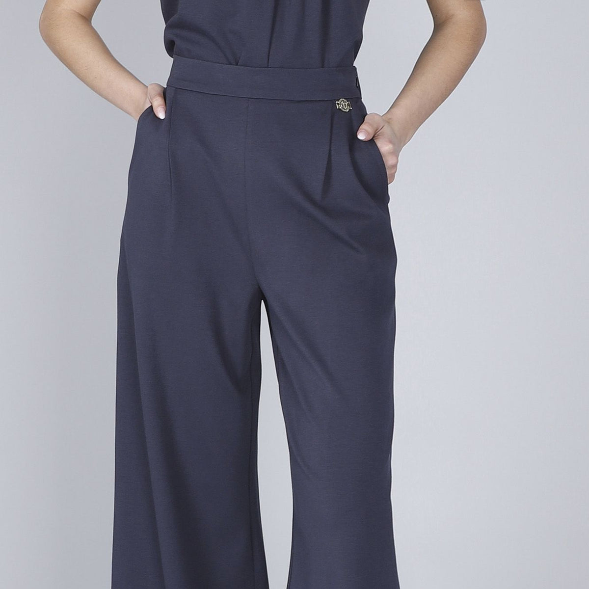 Pantaloni Cafènoir palazzo tessuto elasticizzato antracite GP0269