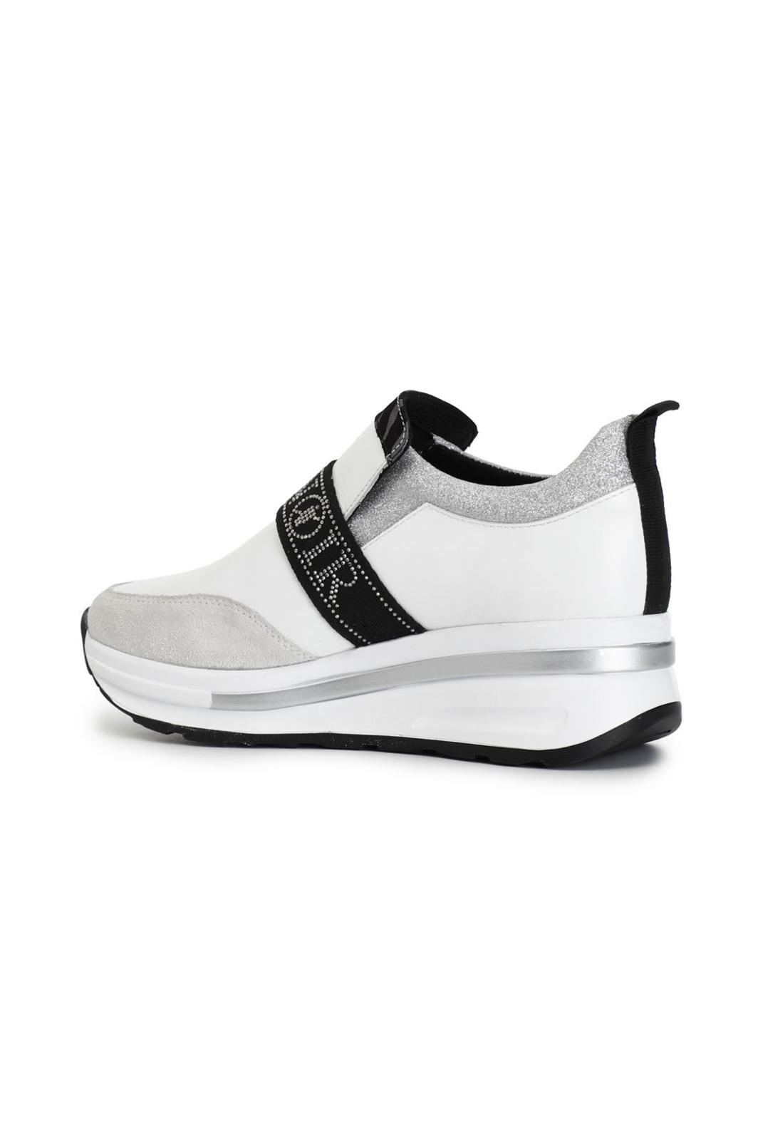 Slip-on cafenoir donna in pelle con strass bianco DN1001