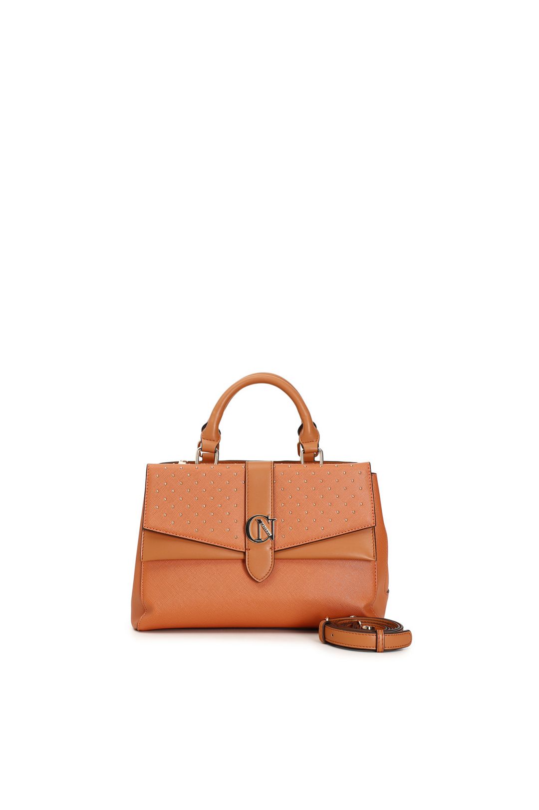 Borsa Bauletto Cafènoir rigido in saffiano con microborchie e charm cafènoir mango