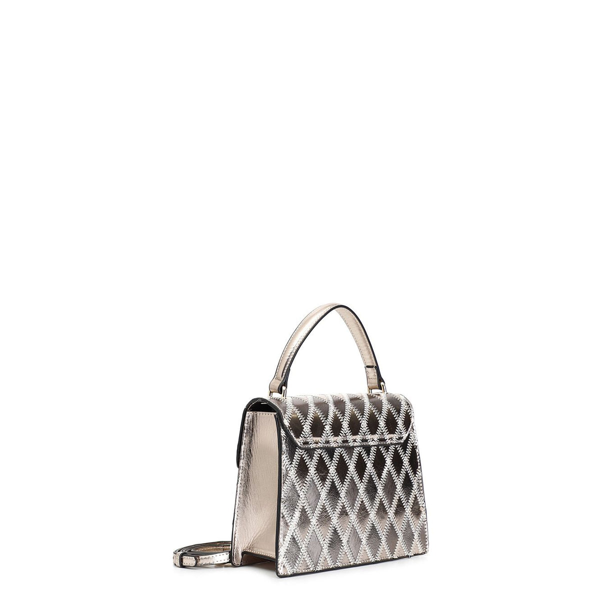 Minibag CafeNoir rombi patchwork e accessorio con strass platino NF0501